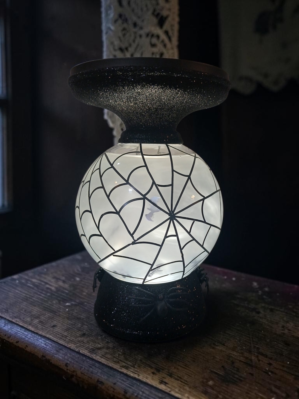 Black Spiderweb Globe Candle Holder - Home Accents
